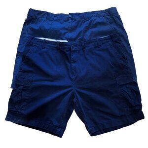 Lot of 2 The Foundry Supply Mens Size 52 Blue Flat Front Pockets Cargo Shorts